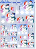 3D Bogen Schneemann Paar auf Karte 3er