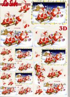 3D Bogen Weihnachtsmann auf Schlitten 3er