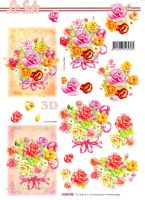 3D Bogen Rosenstrauß mit Schleife