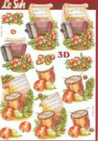 3D Bogen Akkordeon und Trommel