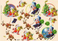 3D Bogen Weihnachtsmann mit Schlitten