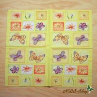 Motivserviette - Blumen und Schmetterlinge