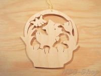 Holzbild zum Anhängen - Korb mit Küken