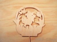 Holzbildchen mit Stab - Korb mit Küken