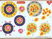 3D Bogen Mandala Rose und Narzissen