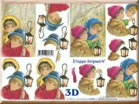 3D Bogen Winterkinder mit Laterne